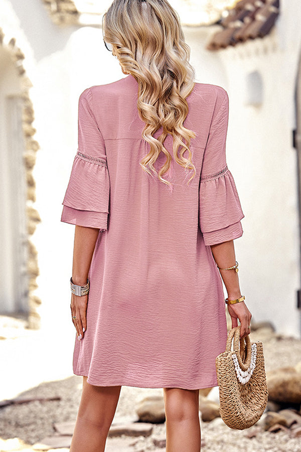 Fashion Solid Color Ruffled Design Casual Dress