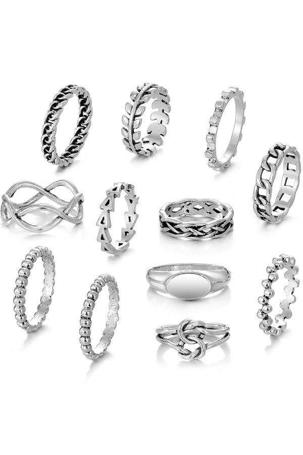 Multi-layer Bead Chain Ring 12pcs