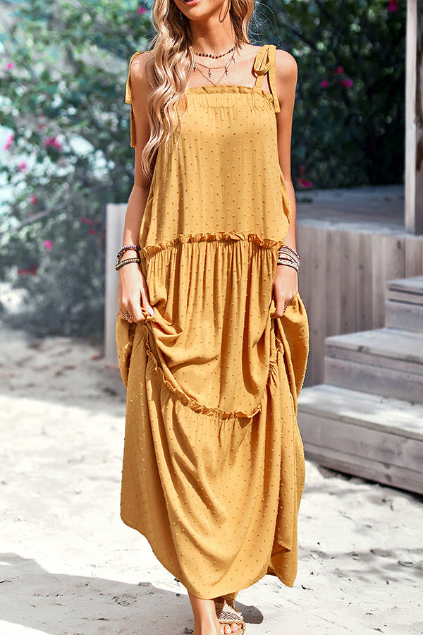 Solid Color Strapless Maxi Casual Dress