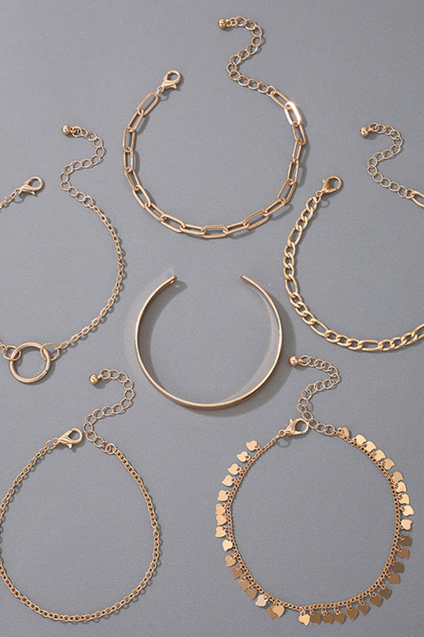 6PCS Fashion Simple Circle Geometry Bracelet