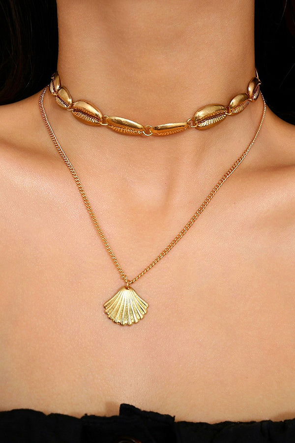 Shell Pendant Double Layered Necklace