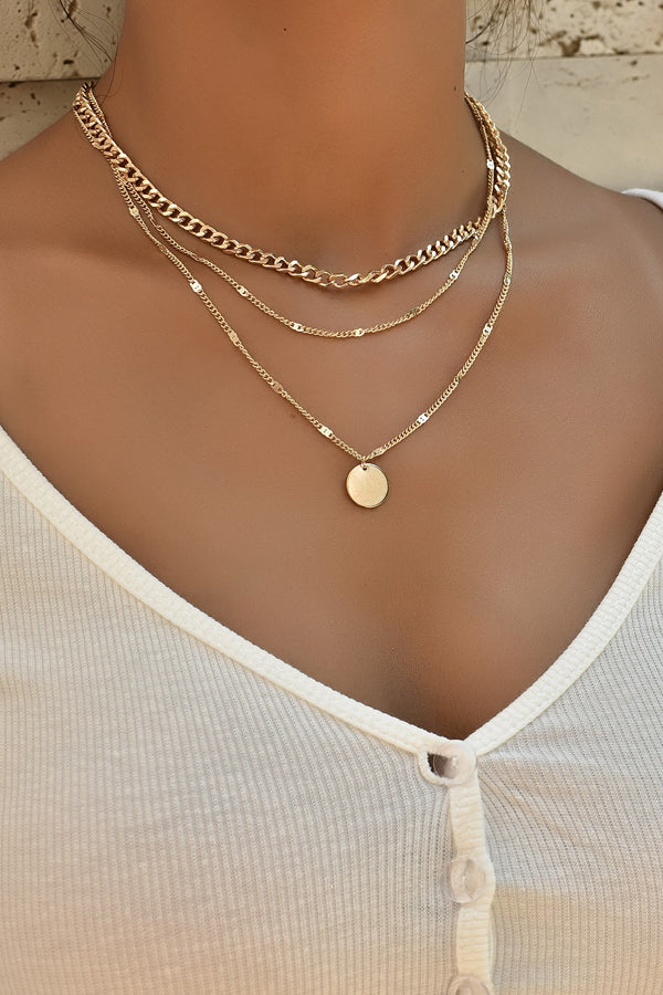 Ins Style Disc Charm Layered Necklace