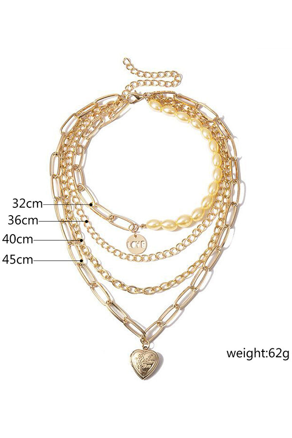 Fashion Heart Layered Charm Necklace