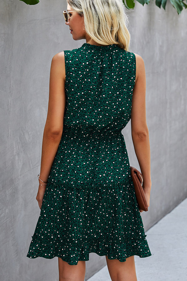 Fashion V Neck Leopard Print Midi Dress