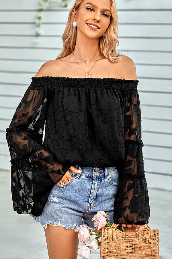 Lace Patchwork Off The Shoulder Tops