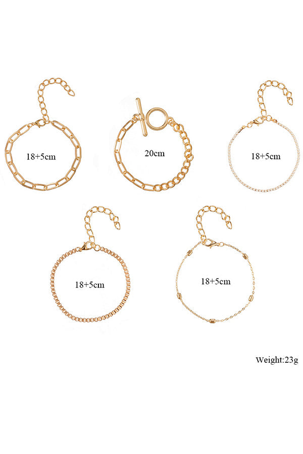 5PCS Fashion Geometry Charm Bracelet
