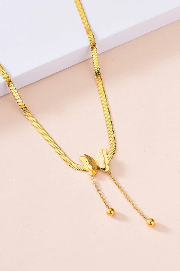 Butterfly Tassle Charm Necklace