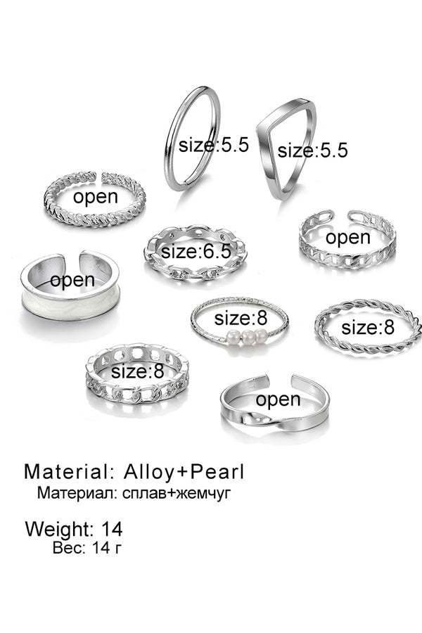 Multi-layer Metal Twist Pearl Ring 10pcs