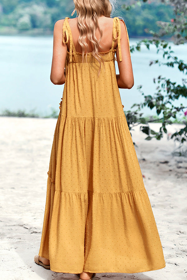 Solid Color Strapless Maxi Casual Dress